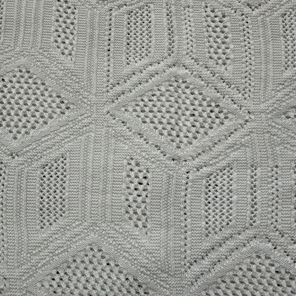 Loft Womens White Tribal Pattern Loose Knit Cotton Lightweight Sweater Sz Large - Picture 6 of 8